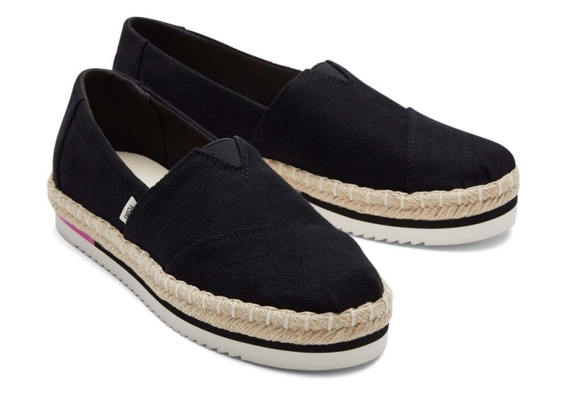 Toms Rope Platform Espadrille Svarte | 0367NZGYQ