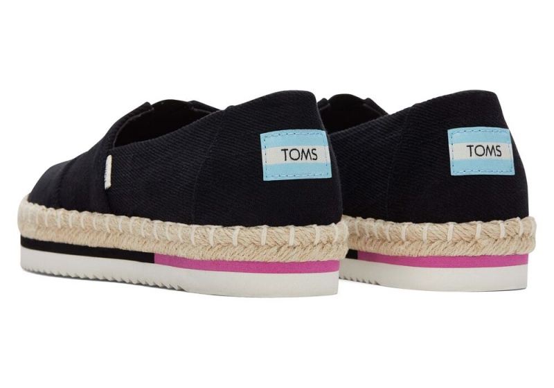 Toms Rope Platform Espadrille Svarte | 0367NZGYQ