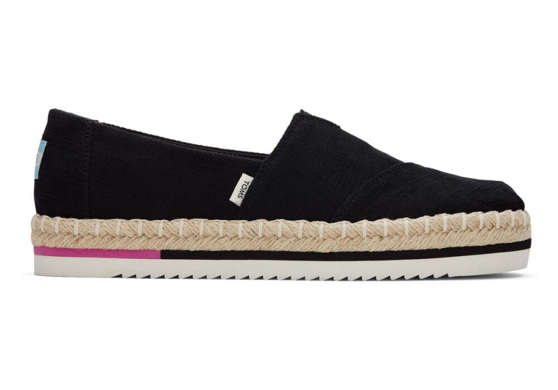 Toms Rope Platform Espadrille Svarte | 0367NZGYQ