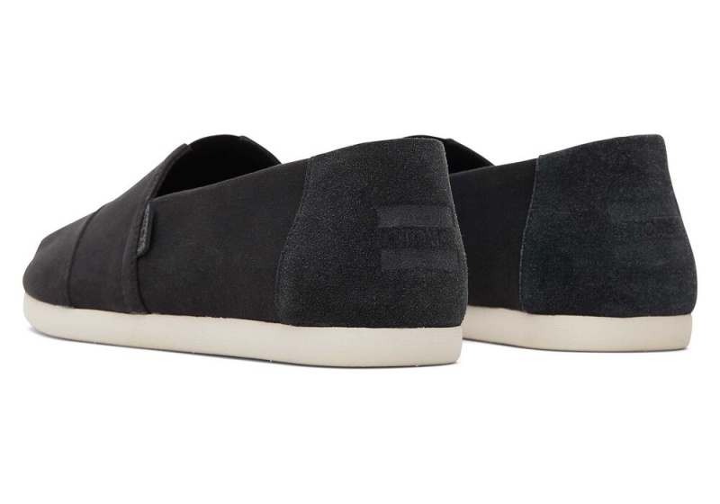 Toms Semsket Skinn Brushed Twill Espadrille Svarte | 0985TKIZS