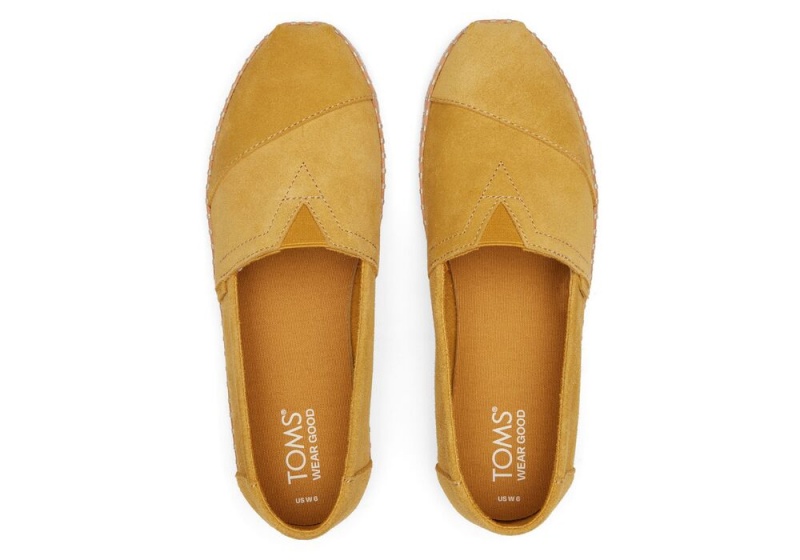 Toms Semsket Skinn Lær Wrap Espadrille Gull | 9875FUIJK