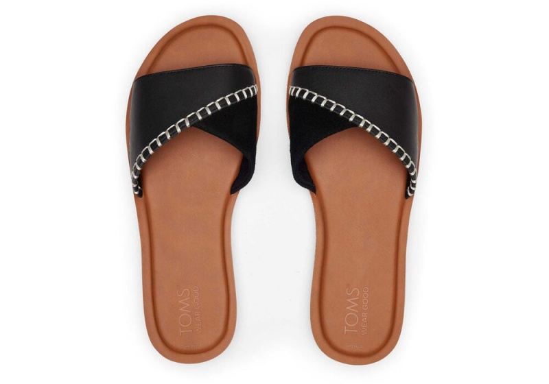 Toms Shea Lær Badesandaler Sandaler Svarte | 6748BVXZP