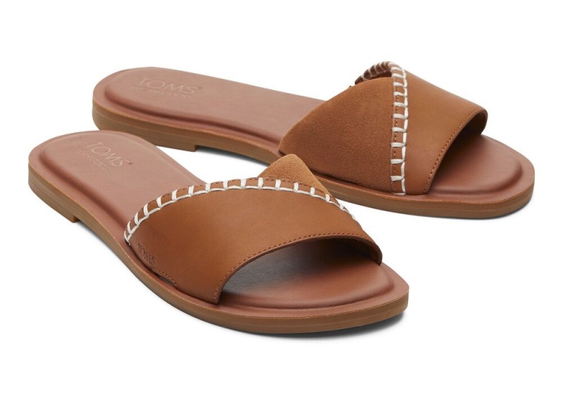 Toms Shea Tan Lær Badesandaler Sandaler Brune | 4316UWFOS