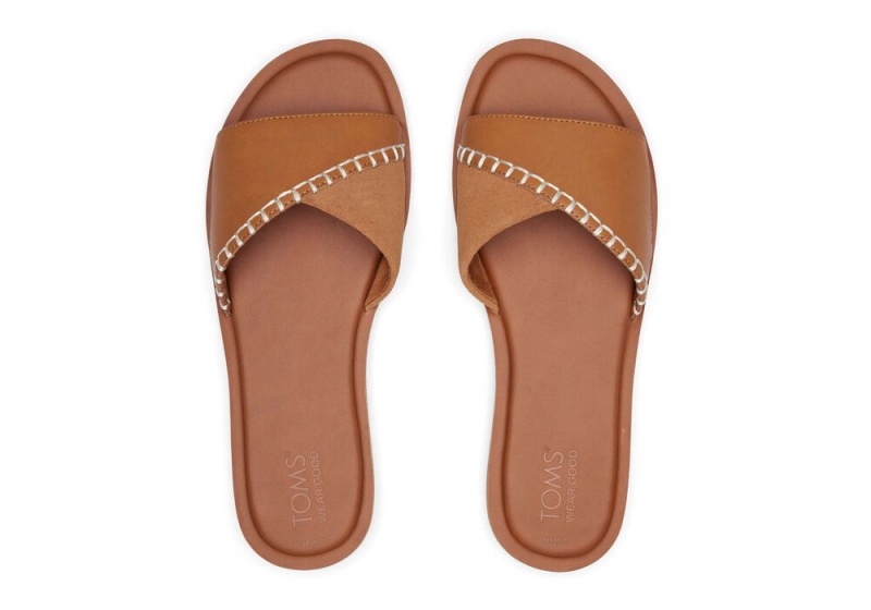 Toms Shea Tan Lær Badesandaler Sandaler Brune | 4316UWFOS