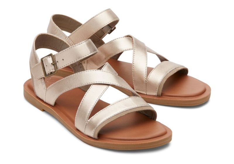 Toms Sloane Lær Strappy Sandaler Gull | 6954LIZHA