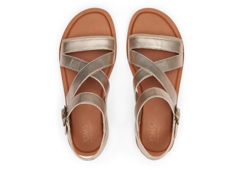 Toms Sloane Lær Strappy Sandaler Gull | 6954LIZHA