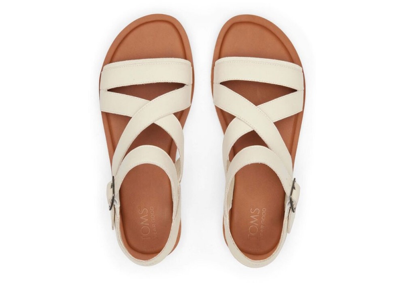 Toms Sloane Lær Strappy Sandaler Hvite Rosa | 5908UXVAF