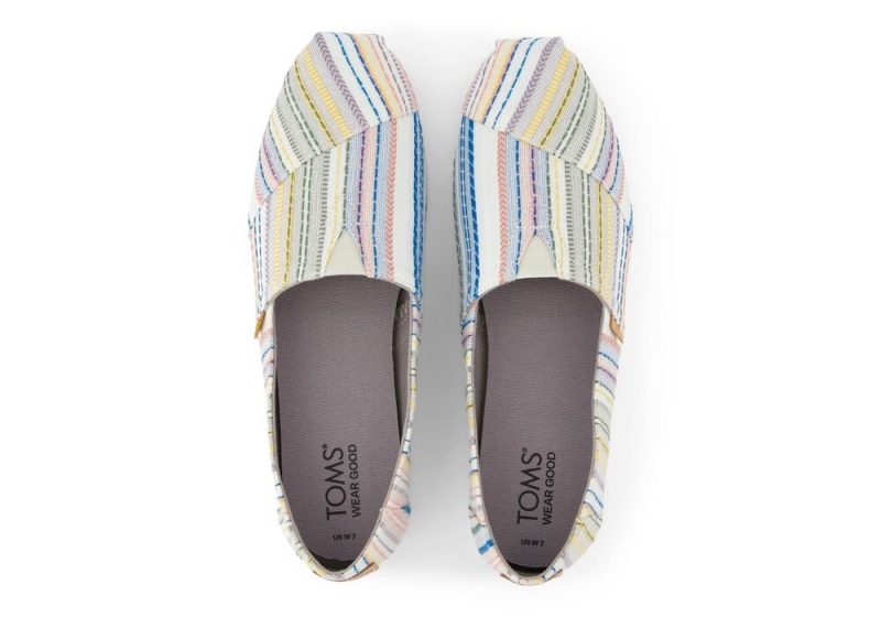 Toms Stitched Stripes Espadrille Grå | 1795WKPSH