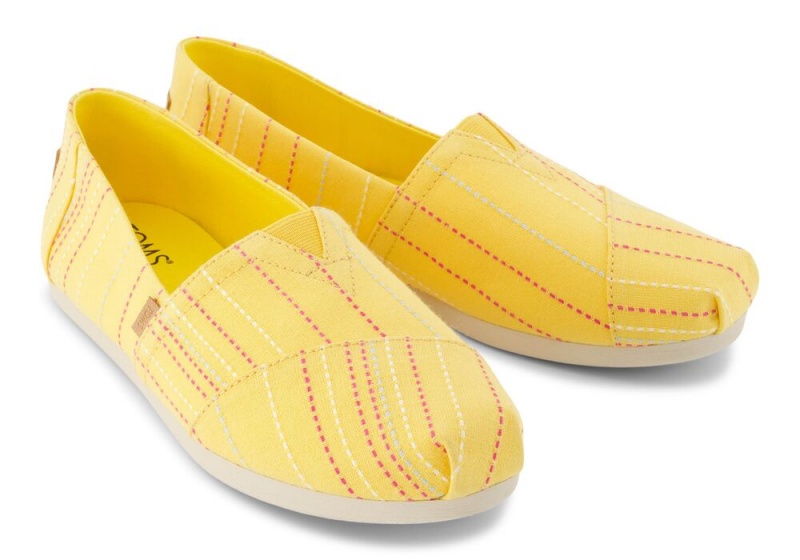 Toms Stitched Stripes Espadrille Gul | 7094CIAER