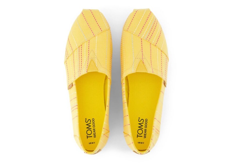 Toms Stitched Stripes Espadrille Gul | 7094CIAER