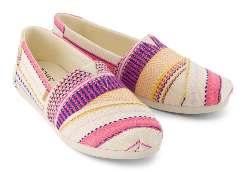 Toms Sunset Woven Stripes Espadrille Fuchsia | 3894YZXWA