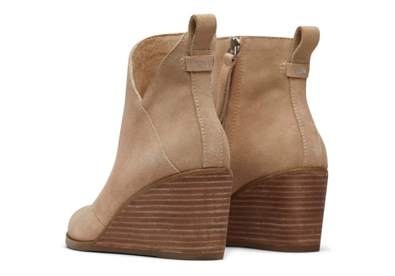 Toms Sutton Oatmeal Semsket Skinn Wedge Støvler Beige | 0721TXBZV