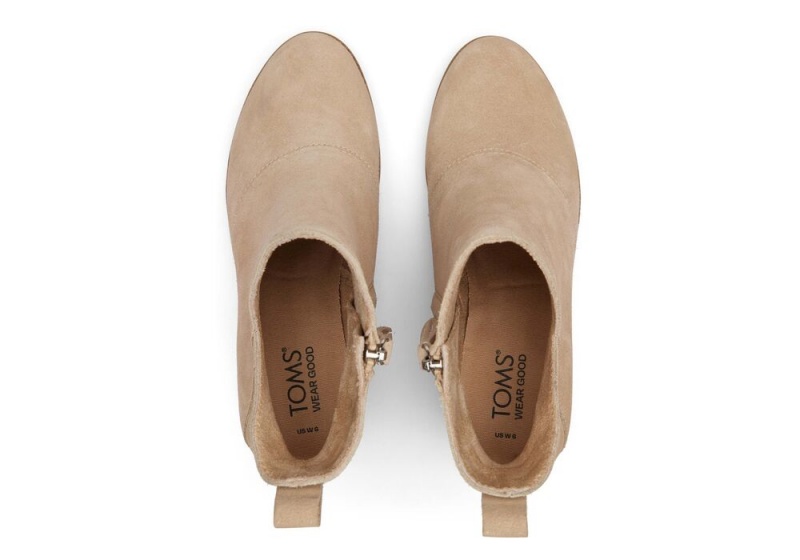 Toms Sutton Oatmeal Semsket Skinn Wedge Støvler Beige | 0721TXBZV