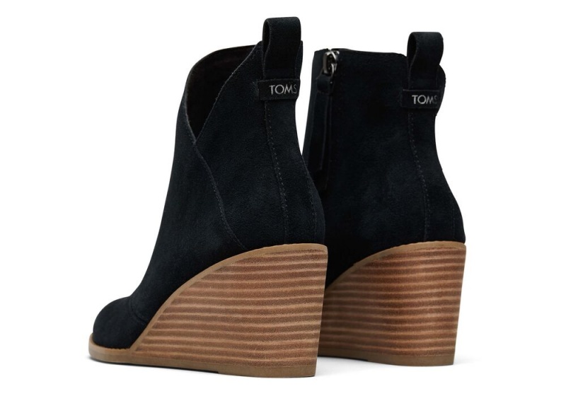 Toms Sutton Semsket Skinn Wedge Støvler Svarte | 0213WBVDI