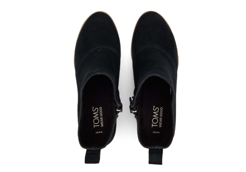 Toms Sutton Semsket Skinn Wedge Støvler Svarte | 0213WBVDI