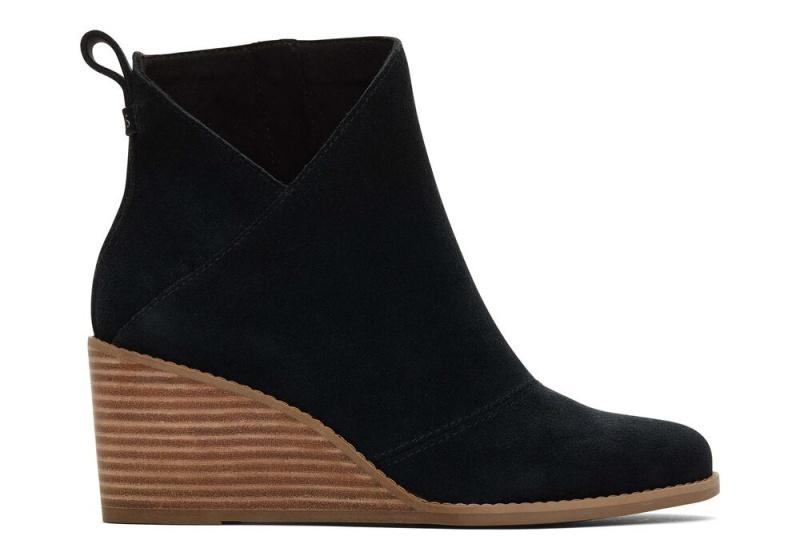 Toms Sutton Semsket Skinn Wedge Støvler Svarte | 0213WBVDI