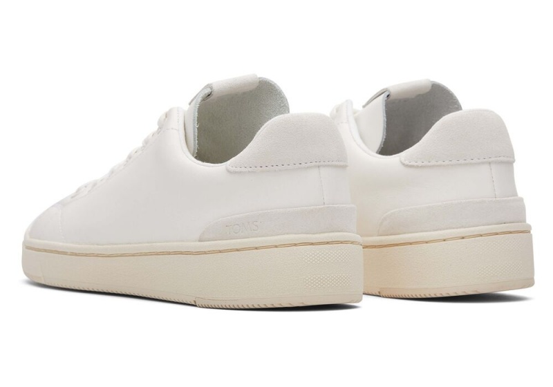 Toms TRVL LITE Porcelain Lær Blonder-Up Sneakers Hvite | 0296ZEXKO