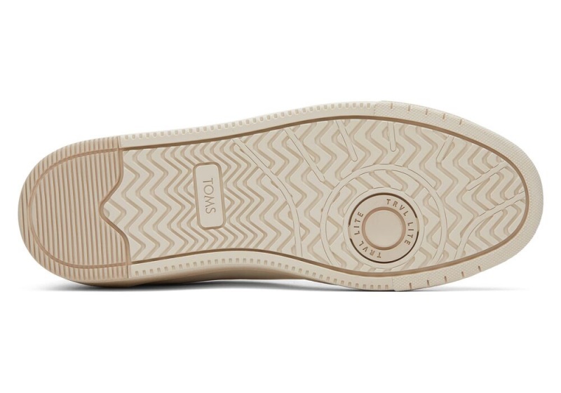 Toms TRVL LITE Porcelain Lær Blonder-Up Sneakers Hvite | 0296ZEXKO