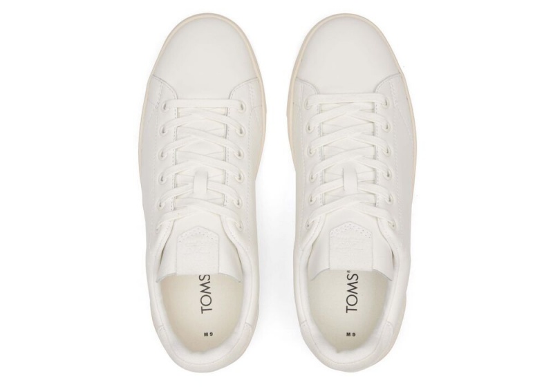 Toms TRVL LITE Porcelain Lær Blonder-Up Sneakers Hvite | 0296ZEXKO