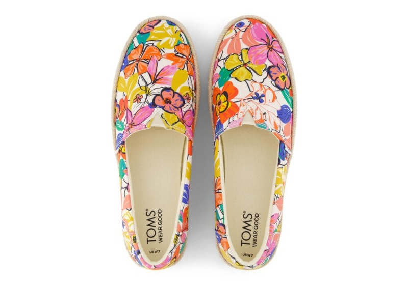 Toms Valencia Painted Floral Platform Espadrille Blomster | 7620COEUF