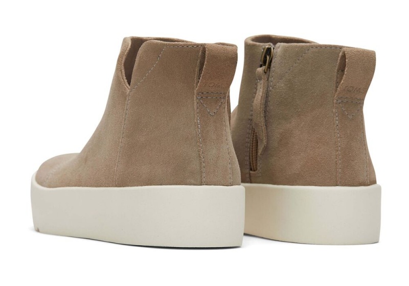 Toms Verona Mid Taupe Semsket Skinn Platform Sneakers Sølv | 5694GANOY