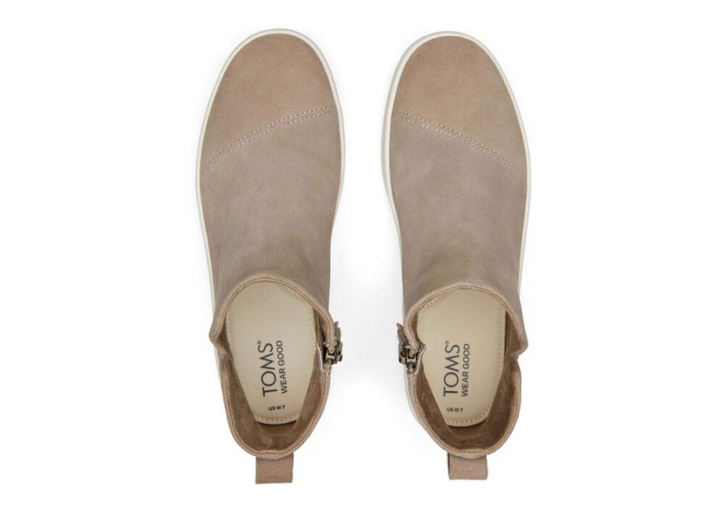 Toms Verona Mid Taupe Semsket Skinn Platform Sneakers Sølv | 5694GANOY