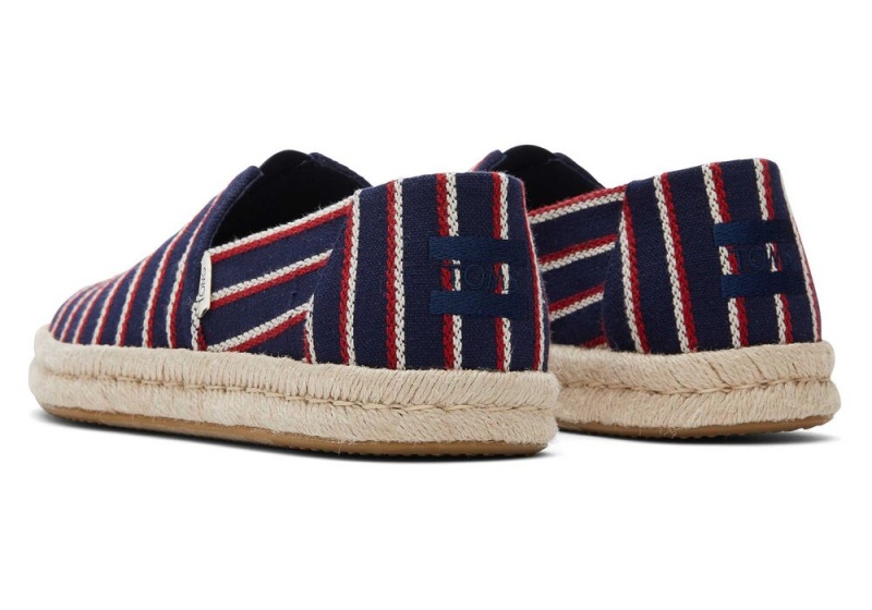 Toms Woven Stripes Rope 2.0 Espadrille Marineblå | 9712XNUDQ