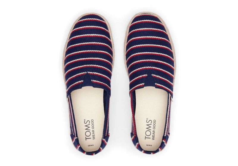 Toms Woven Stripes Rope 2.0 Espadrille Marineblå | 9712XNUDQ