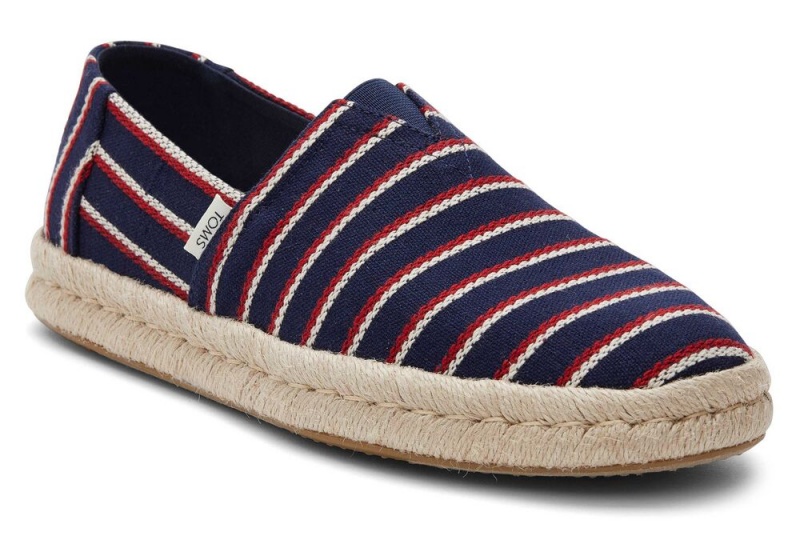 Toms Woven Stripes Rope 2.0 Espadrille Marineblå | 9712XNUDQ