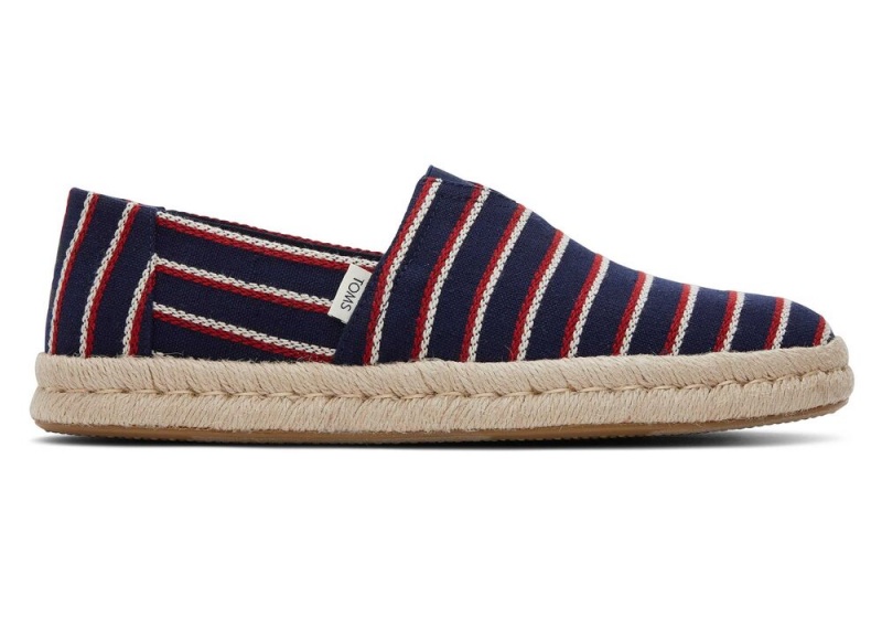 Toms Woven Stripes Rope 2.0 Espadrille Marineblå | 9712XNUDQ